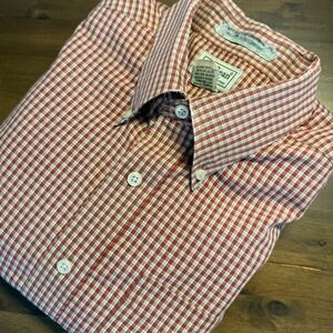 L.L.Bean Mens Large Red Plaid Long Sleeve Button Down Casual Shirt‎